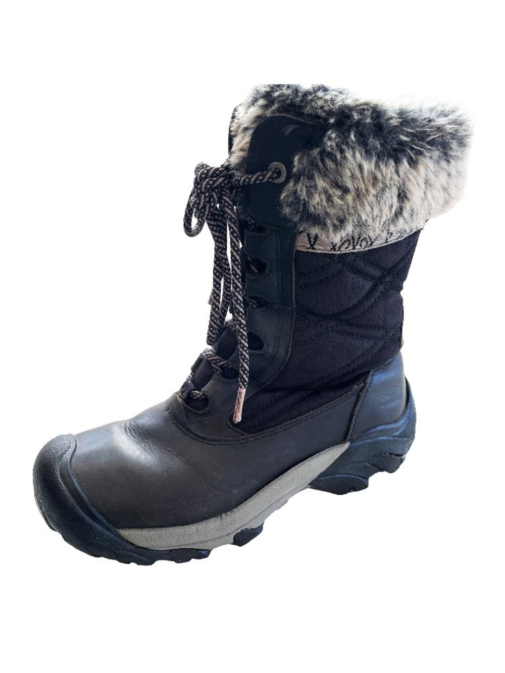 KEEN Hoodoo III 6 Black Leather Boots Waterproof Winter Snow Faux Fur Mid Calf - Picture 6 of 12